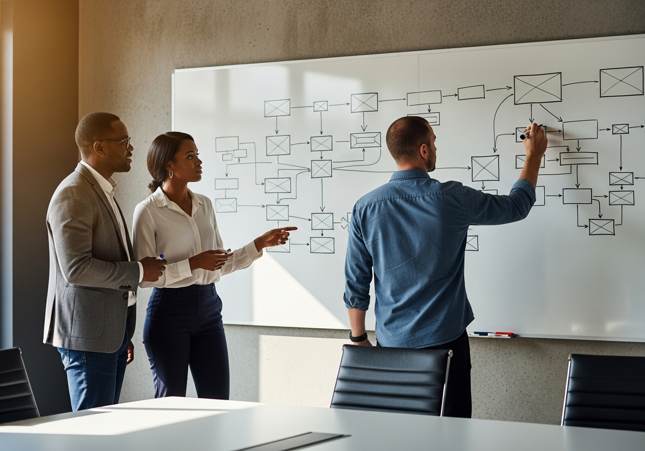 A team planning a custom software build