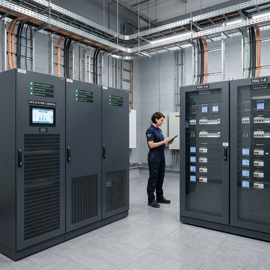 Commercial UPS systems in a clean facility room